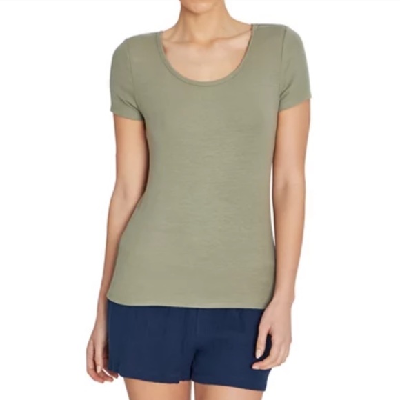 Three Dots Tops - NWOT Three Dots Ribbed Crew Neck Tee - Olive Green